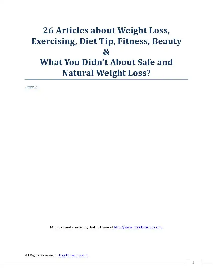 26Articles about Weight Loss, Exercising, Diet Tip, Fitness, Beauty