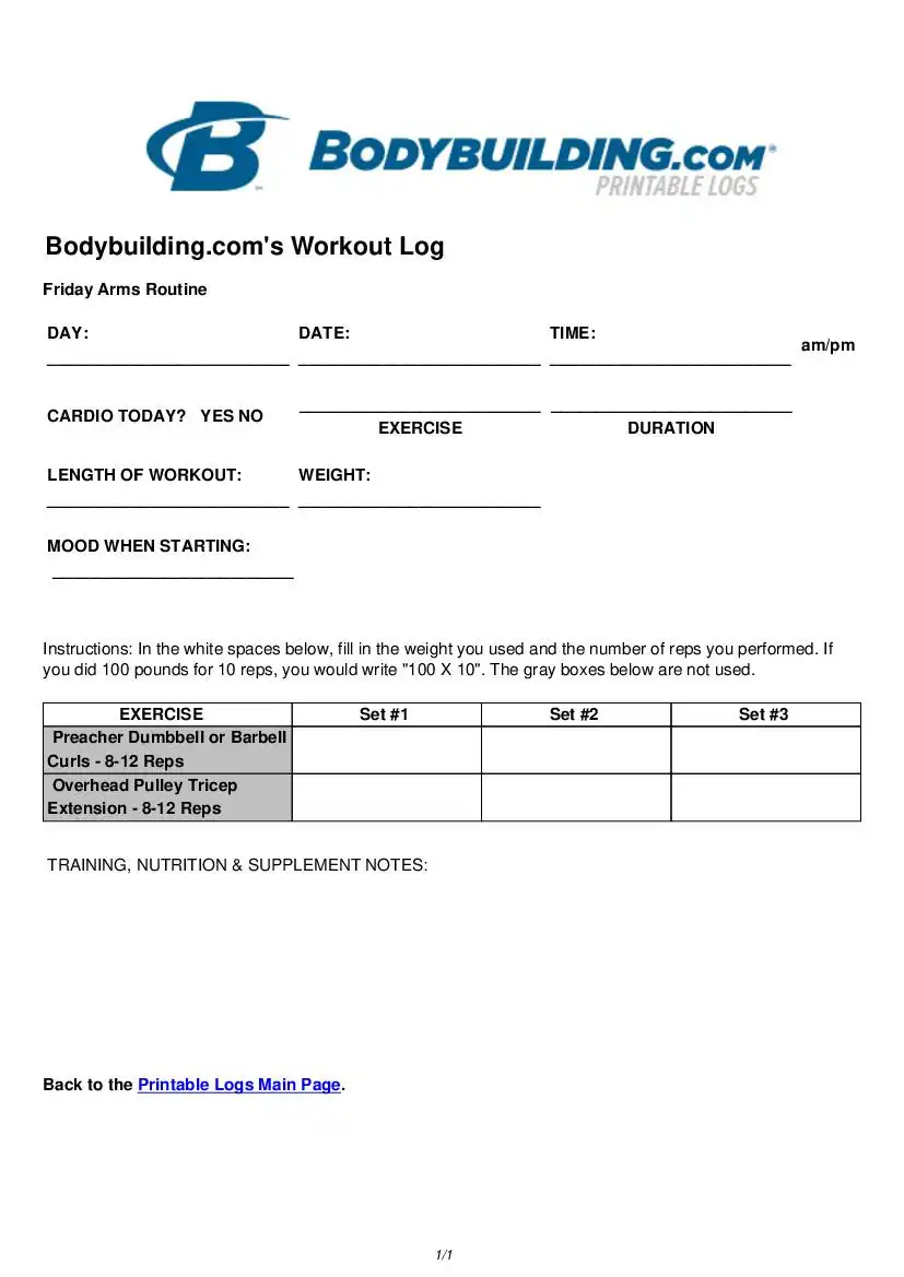 Bodybuilding.coms Workout Log